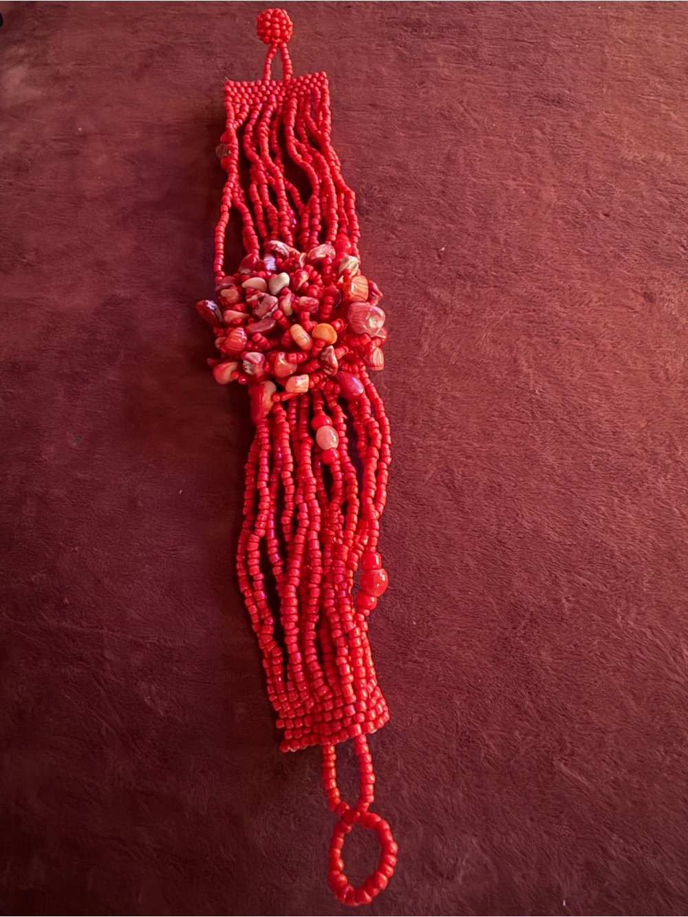 Red Coral & Red Lace Agate Statement Bracelet - Artisan (Costa Rican) - Picture 5 of 5